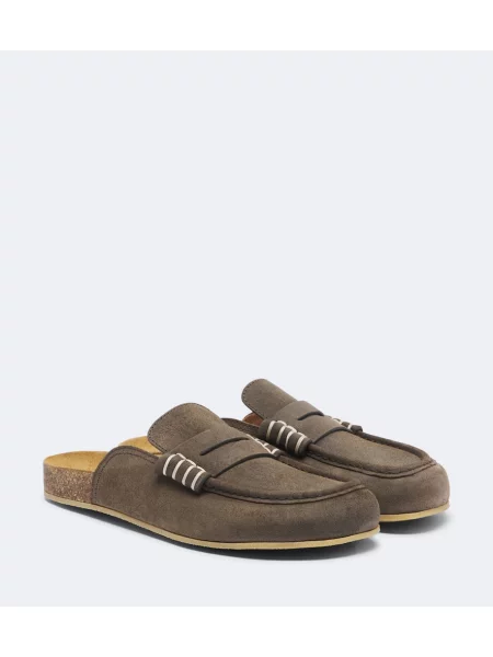 Papuci tip mules Jw Anderson din piele de căprioară gri