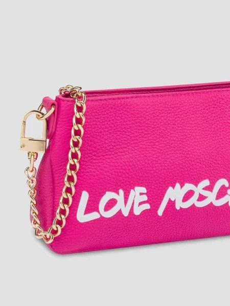 Шкіряна сумка Moschino рожева