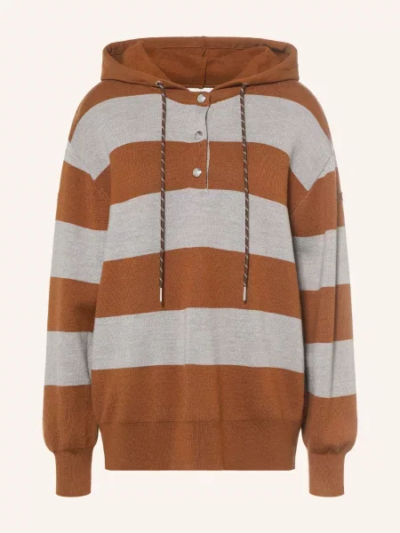 Claudie Pierlot Bluza Z Kapturem Z Mieszanki Materiałów beige beżowa