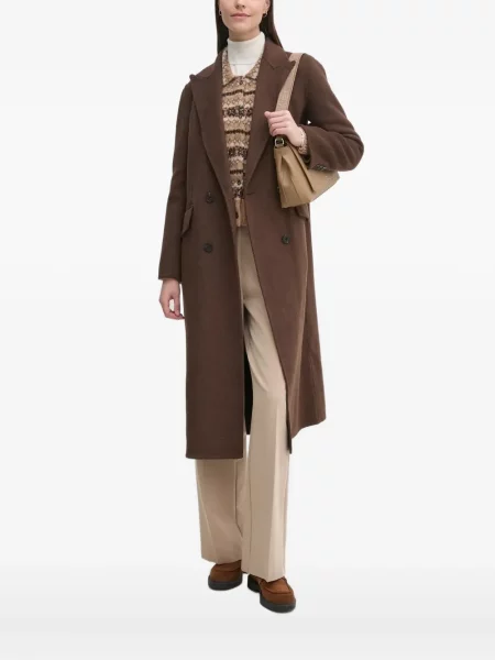 Płaszcz Pedro Del Hierro dwurzędowy brązowy