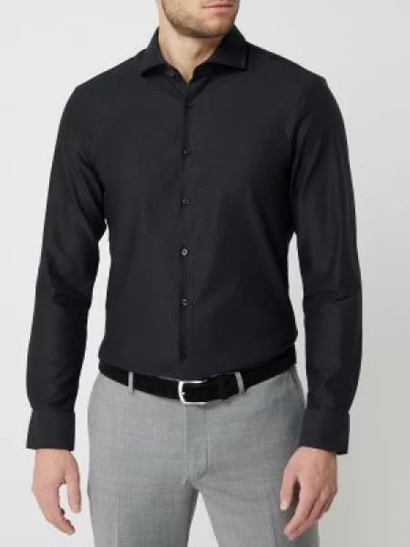 Koszula biznesowa o kroju slim fit z diagonalu Jake*s czarna