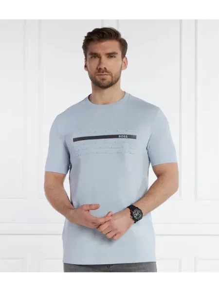 BOSS GREEN Tricou Tee 4 | stretch albastru