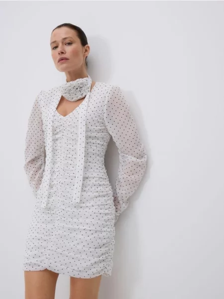 Reserved Rochie mini cu buline crem