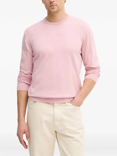 Pulover Benetton cu decolteu rotund roz
