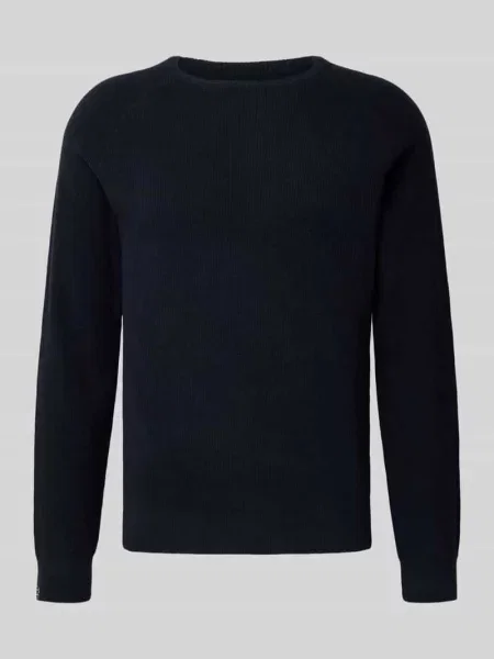 Sweter z dzianiny z okrągłym dekoltem model ‘DANTE’ Blend granatowy