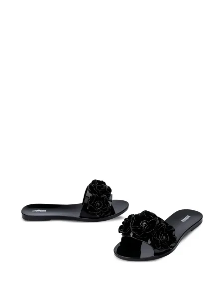Papuci Melissa cu model floral negru
