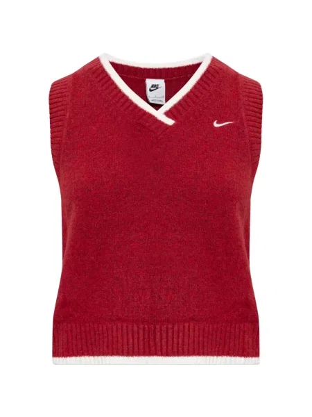 Vestă Nike cu broderie cu decolteu în V roșu