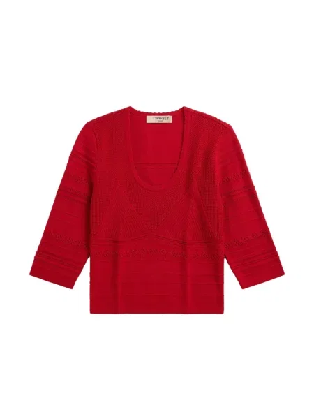 Sweter Twinset z kapturem czerwony