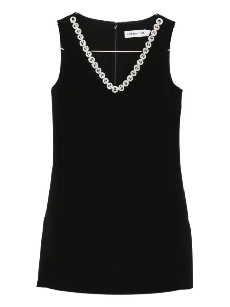 Rochie Self-portrait cu decolteu în V de cristal de costum negru