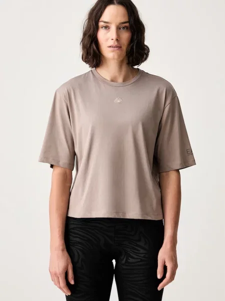 Emporio Armani tricou de antrenament pentru femei din maro