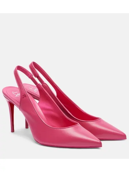 Pantofi cu toc Christian Louboutin din piele slingback roz