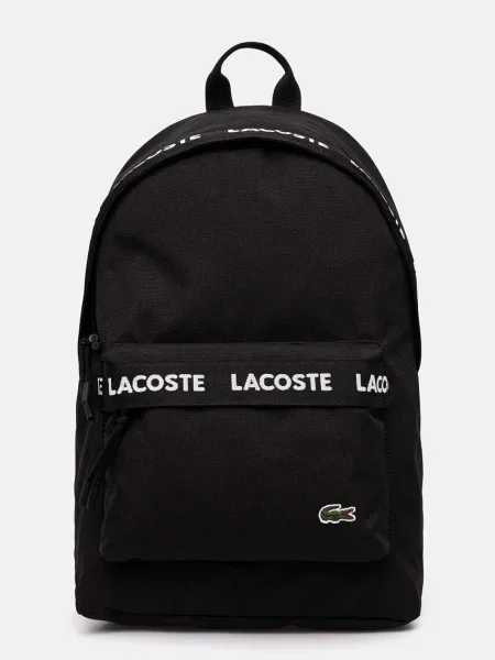 Lacoste rucsac negru mare cu imprimeu albastru