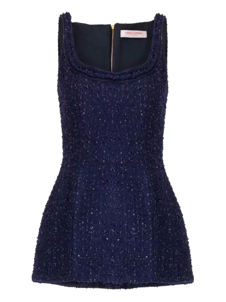 Top Carolina Herrera tweedowy niebieski