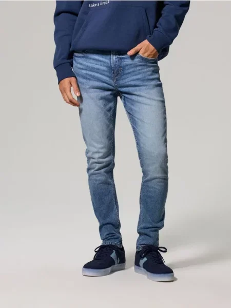 Sinsay Džíny skinny se sepraným efektem modrá