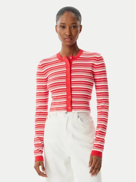 Tommy Jeans Cardigan deschis roșu