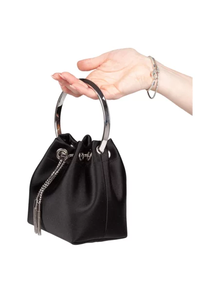 Satynowy kapelusz Jimmy Choo czarny