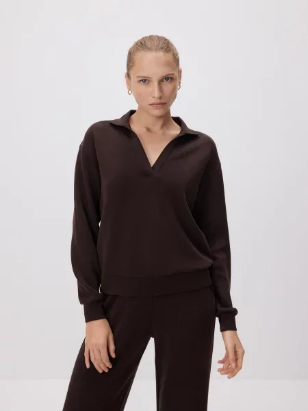 Reserved Світшот з модаллю темно коричневий