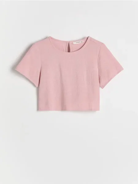 Reserved Блуза з з домішкою льону пильно-рожевий рожева