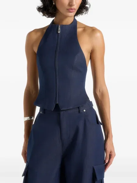 Top Manière De Voir cu gât halter albastru