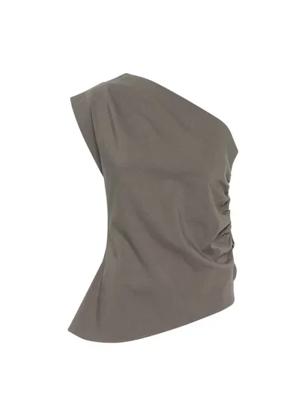 Bluzka My Essential Wardrobe z odkrytymi ramionami wiązana brązowa