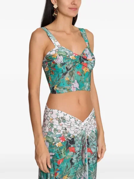 Top Amir Slama cu model floral cu imagine verde
