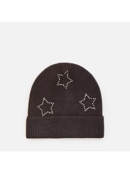 Reserved Beanie sapka rátéttel sötétszürke