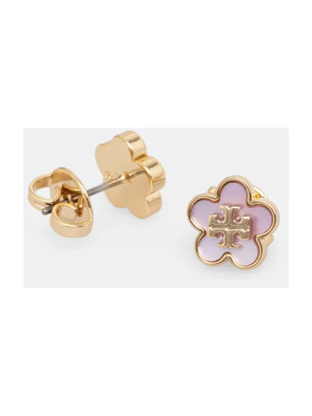 Tory Burch kolczyki pozłacane masa perłowa ForgetMe różowe
