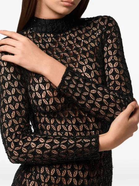 Rochie maxi Philipp Plein cu broderie de costum negru