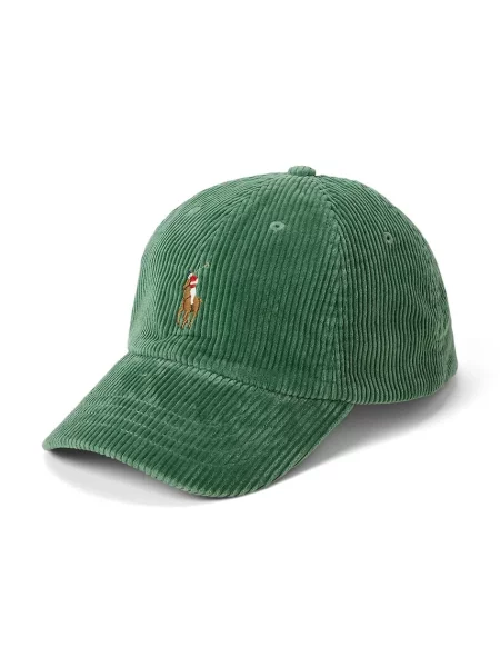 Джинсова шапка с козирка Polo Ralph Lauren с апликация зелено
