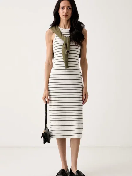 Calvin Klein Jeans rochie bodycon din cu bej