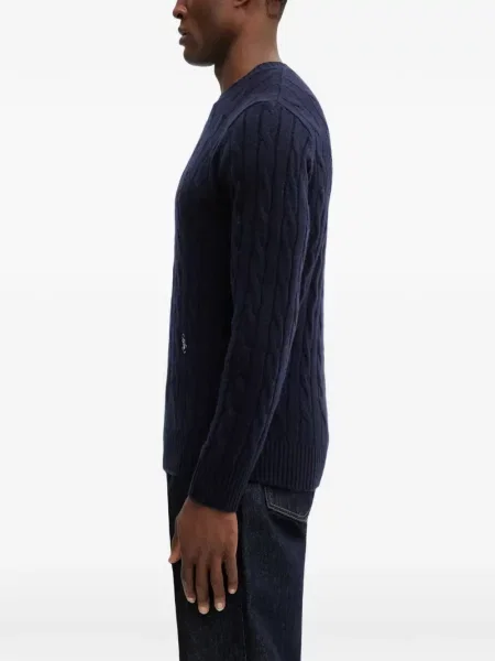 Pulover Sporty & Rich cu broderie albastru