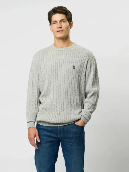U.S. POLO ASSN. Pulóver UMMads szürke melír fekete