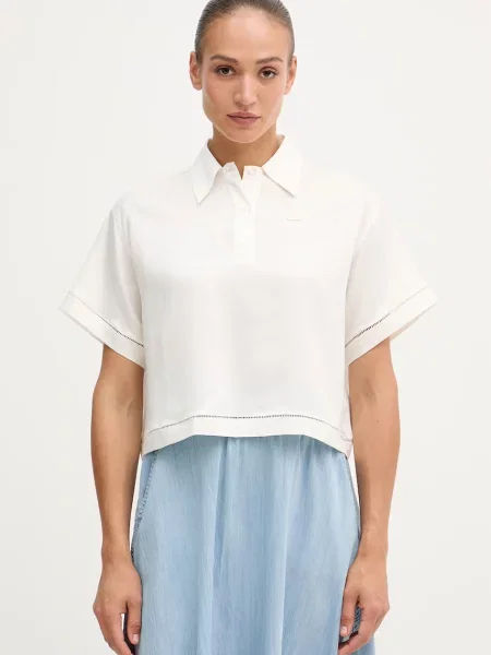Tricou polo Lacoste din lyocell bej