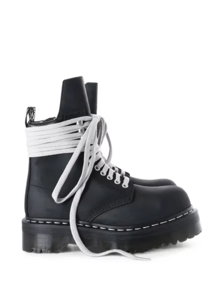 Botine Rick Owens cu șireturi cu platformă din dantelă negru