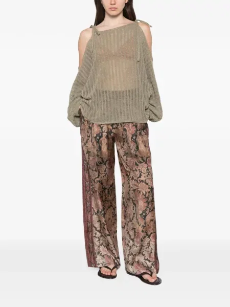 Pantaloni Pierre-louis Mascia de mătase maro