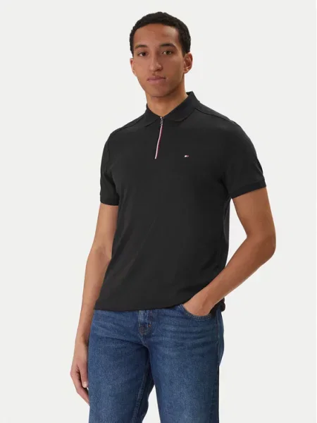 Tommy Hilfiger Тениска с яка и черен