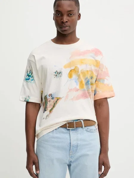 Тениска Desigual HELSINKI с десен бежово
