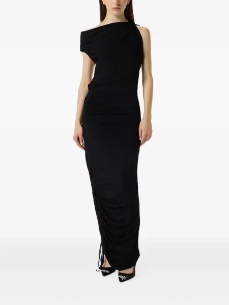 Rochie maxi Blumarine cu volane cu un umăr gol negru