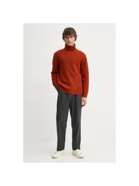 A.P.C. sweter wełniany pull walter pomarańczowy
