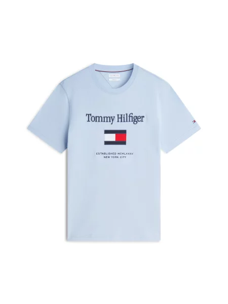 TOMMY HILFIGER Tricou bleumarin / albastru deschis / roșu intens alb