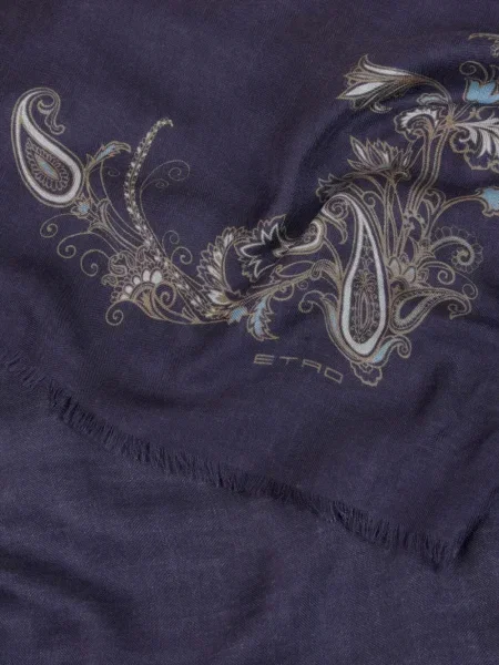 Fular Etro cu model paisley albastru