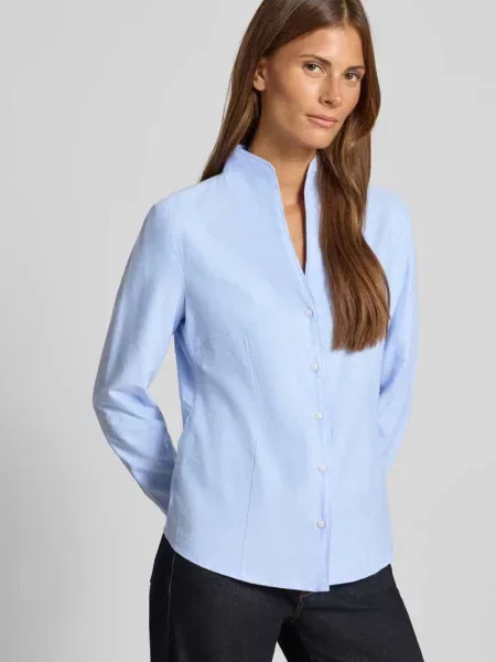 Bluzka koszulowa o kroju regular fit z czystej bawełny Christian Berg Woman niebieska