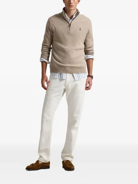 Tricou polo Polo Ralph Lauren cu glugă cu blană cu broderie roșu