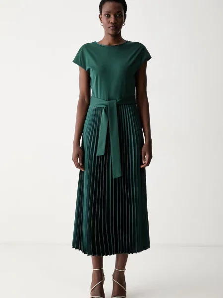 Weekend Max Mara rochie evazată cu lyocell WKDGELA verde