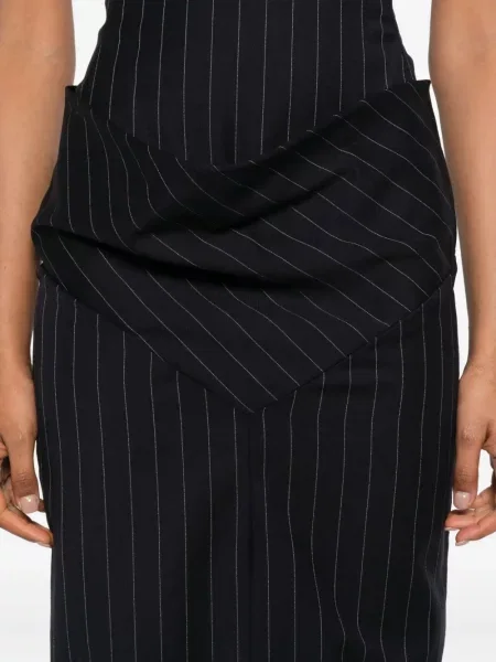 Rochie midi Burc Akyol fără mâneci cu dungi până la genunchi albastru