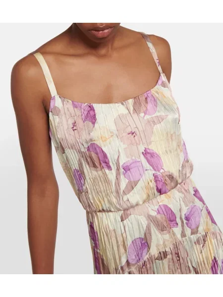 Rochie midi Vince cu model floral plisată până la genunchi