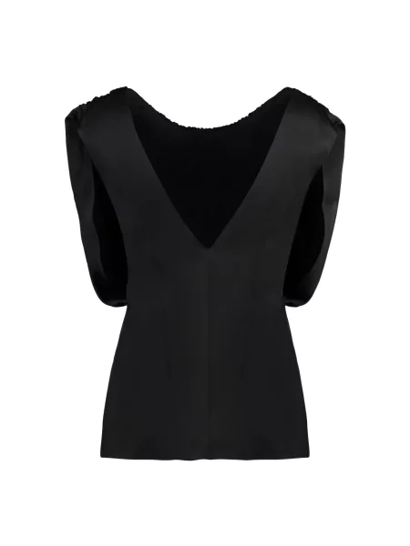 Top Jil Sander z falbankami czarny