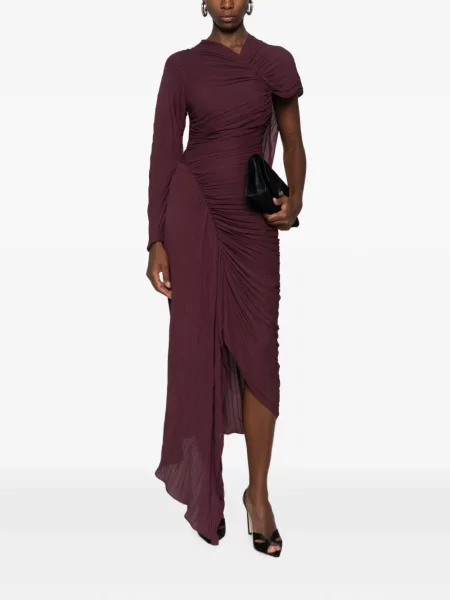 Rochie Victoria Beckham cu volane asimetrică violet