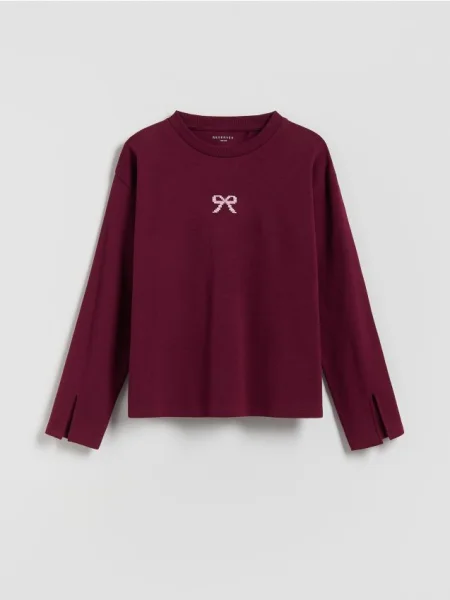 Reserved Tricou cu detaliu brodat maro