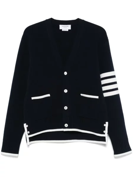 Cardigan Thom Browne de lână cu dungi albastru